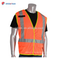 Venta al por mayor de alta visibilidad chaleco de seguridad de color naranja amarillo chaleco de bolsillo Hi-Vis ropa de trabajo con X-Back cintas reflectantes delante cremallera